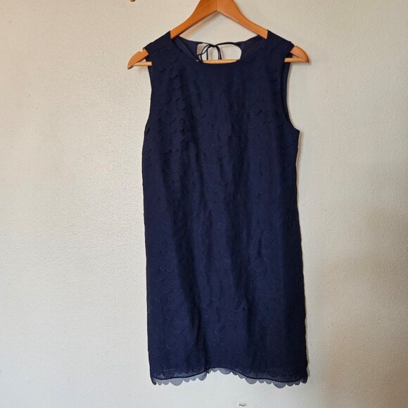 Max Studio Navy Lace Tiered Sheath Dress Small • Wedding Guest Coastalcore - Picture 2 of 8